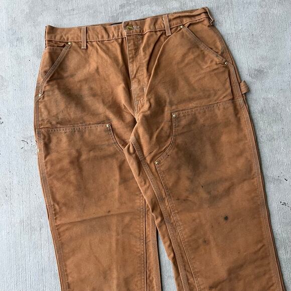 Vintage Y2K Carhartt brown DIRTY double knee work wear carpenter pants - Picture 2 of 12